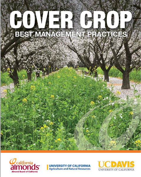 The cover of a book showing an orchard in bloom and green plants, flowering yellow, beneath the trees