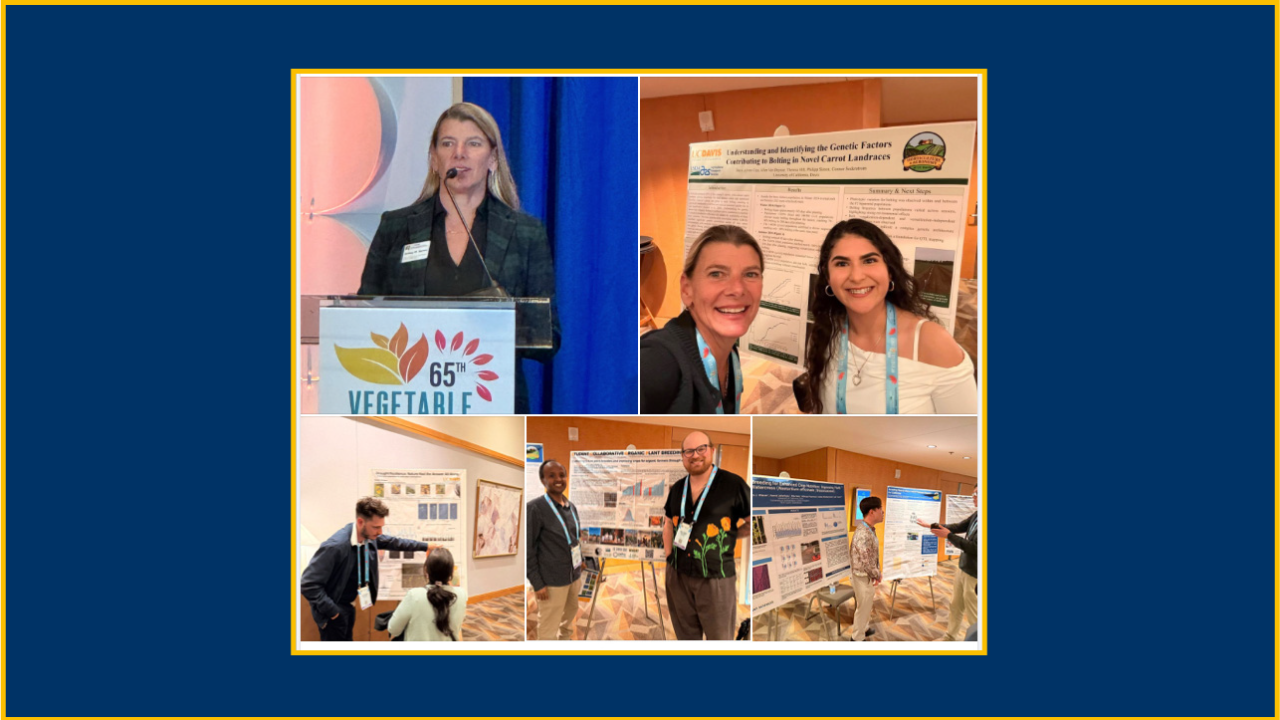 Collage of conference moments featuring speakers, attendees, and presentations. UC Davis Department of Plant Sciences