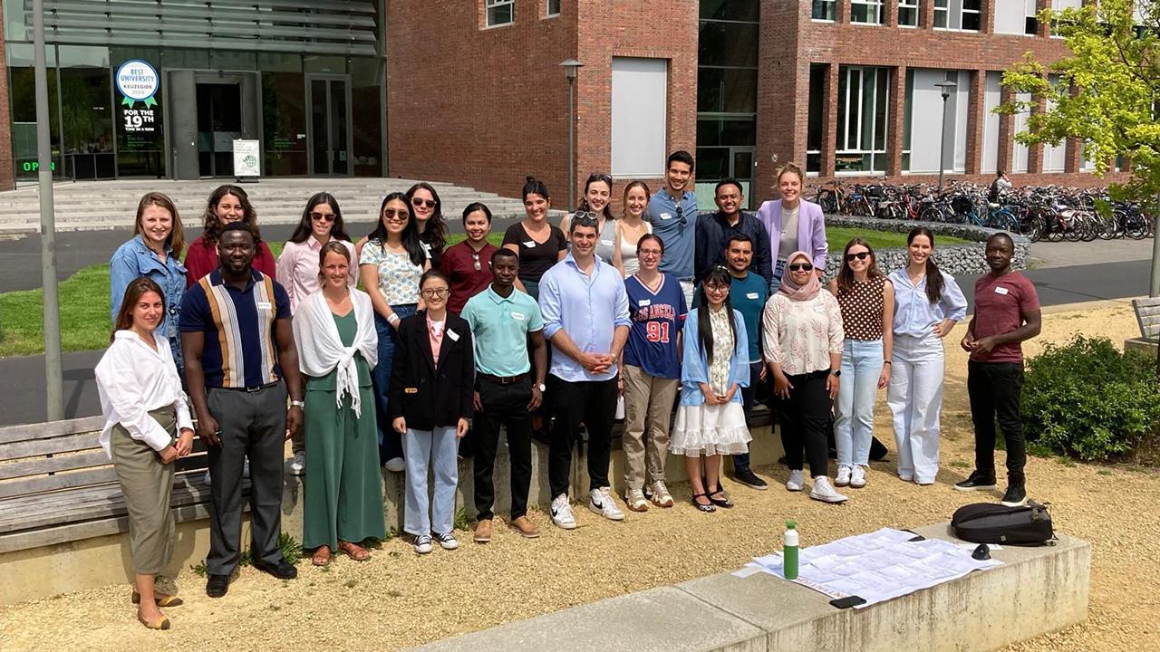 About 20 young people, an international group
